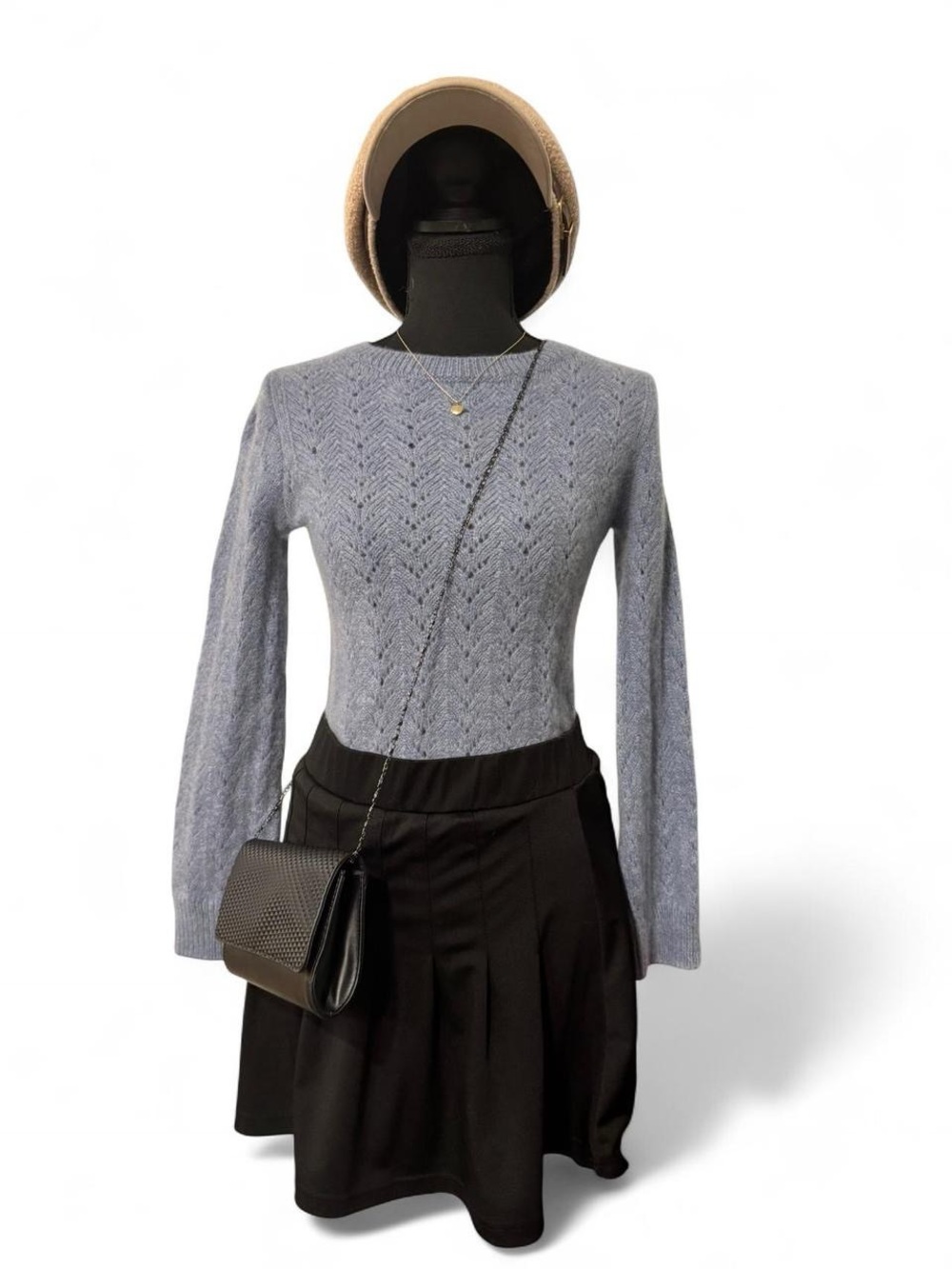 Neiman Marcus Dusty Blue Cashmere Crewneck Sweater